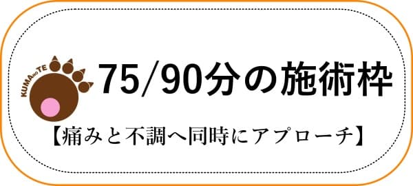 75/90の施術枠テキスト 痛みと不調へ同時にアプローチ