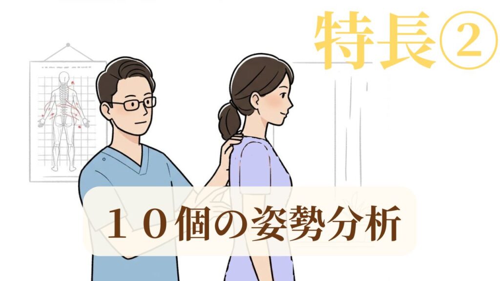 特長➁１０個の姿勢分析チェック