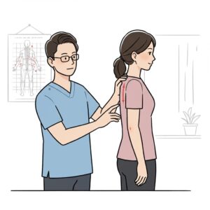 院長が問診後に姿勢を分析チェックしている様子