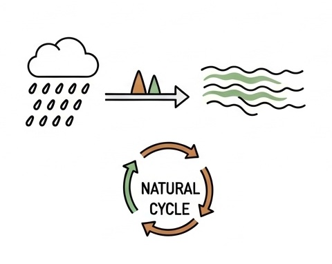 雨山川の自然のサイクルイメージ