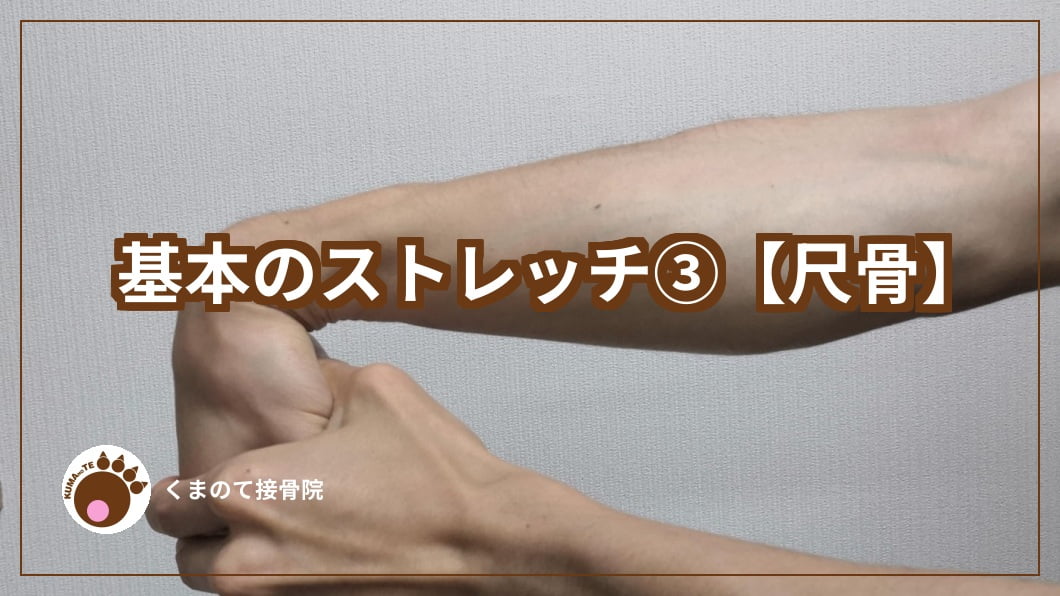 ストレッチの写真と基本のストレッチ➂尺骨のテキスト