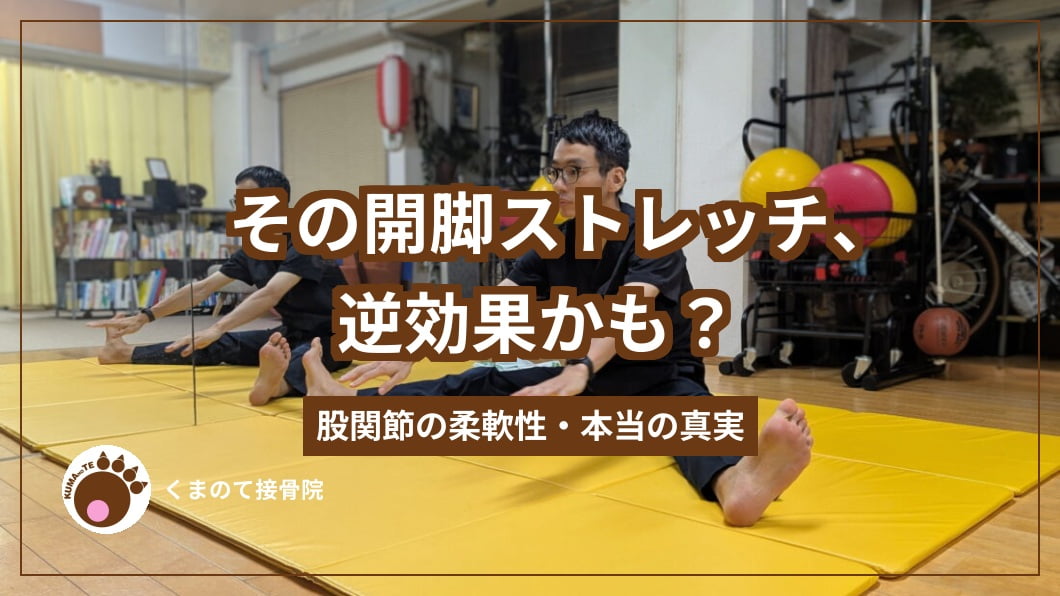 開脚の写真とそのストレッチ逆効果かものテキスト